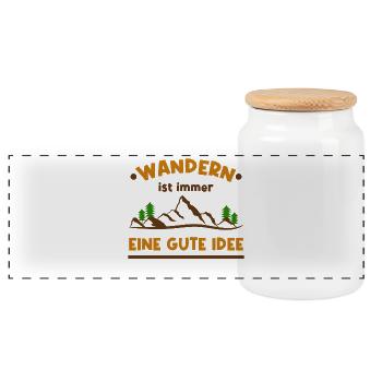 Naturerlebnis Touren Wandern Berge Statement - Panorama Keksdose mit Holzdeckel - Weiß - Vorne