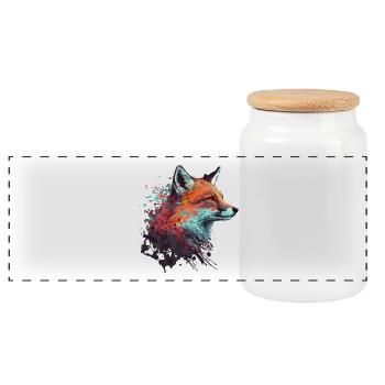 COOLER FUCHS / FOX / FUCHS KOPF / WATERCOLOR - Panorama Keksdose mit Holzdeckel - Weiß - Vorne