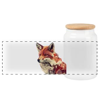 Renard - Imprimé animal géométrique - Boîte à biscuits avec couvercle en bois - blanc - Devant