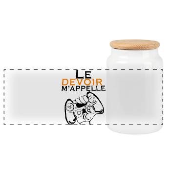 Devoir Voiture Orange en Silhouette - Boîte à biscuits avec couvercle en bois - blanc - Devant