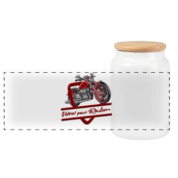 Live to Ride Vintage Motorcycle - Panoramic Cookie Jar with Wooden Lid - white - Front