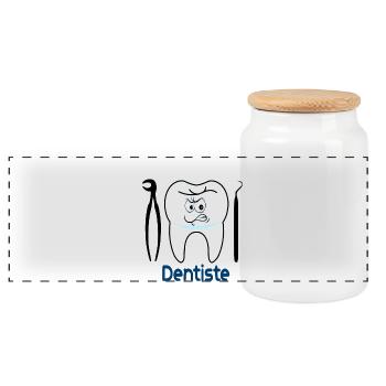 Dentiste - Boîte à biscuits avec couvercle en bois - blanc - Devant