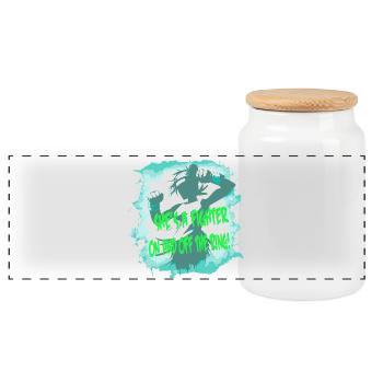 Fighter She's a fighter - Panoramic Cookie Jar with Wooden Lid - white - Front