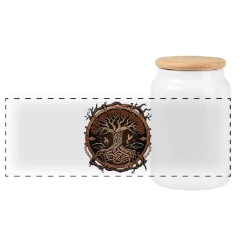 Yggdrasil - Boîte à biscuits avec couvercle en bois - blanc - Devant