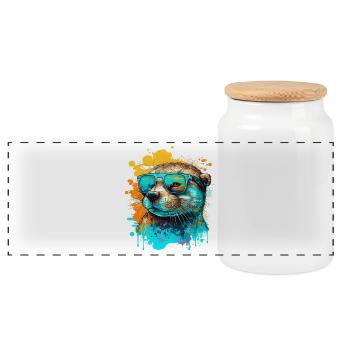 Loutre fraîche - Boîte à biscuits avec couvercle en bois - blanc - Devant