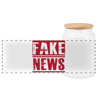 Fake news - Panoramic Cookie Jar with Wooden Lid - white - Front