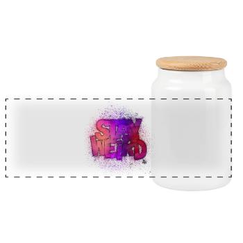 Stay Weird - Boîte à biscuits avec couvercle en bois - blanc - Devant