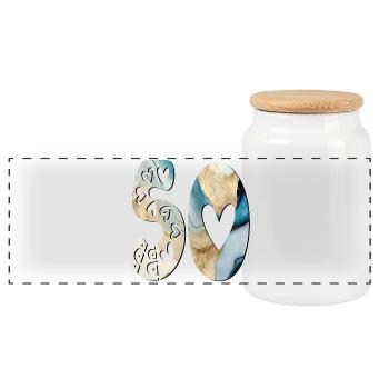 NUMÉRO 50 - 50e anniversaire - CINQUANTE - Boîte à biscuits avec couvercle en bois - blanc - Devant