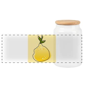 Lemon - Panoramic Cookie Jar with Wooden Lid - white - Front
