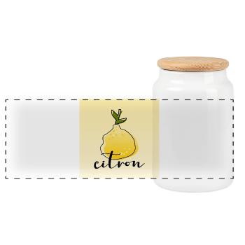 Lemon - Panoramic Cookie Jar with Wooden Lid - white - Front