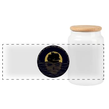 Quod sumus hoc eritis - Panoramic Cookie Jar with Wooden Lid - white - Front