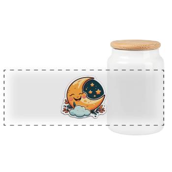 Happy Moon - Panoramic Cookie Jar with Wooden Lid - white - Front