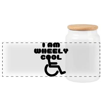 Je suis cool. Humour en fauteuil roulant * - Boîte à biscuits avec couvercle en bois - blanc - Devant