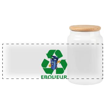 Garbage collector - Panoramic Cookie Jar with Wooden Lid - white - Front