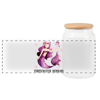 Purple-Water Mermaid - Panorama Keksdose mit Holzdeckel - Weiß - Vorne