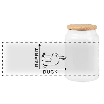 Rabbit - Duck - Nerdshirt - Panoramic Cookie Jar with Wooden Lid - white - Front