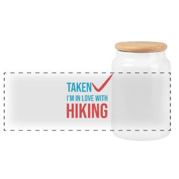 Mountains Statement Hiker Hiking - Panoramic Cookie Jar with Wooden Lid - white - Front