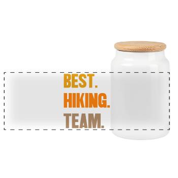 Hiking Team Mountaineering Wanderers Statement Mountains - Panoramic Cookie Jar with Wooden Lid - white - Front