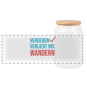 Wandern Klettern Statement Bergwanderung Wanderer - Panorama Keksdose mit Holzdeckel - Weiß - Vorne