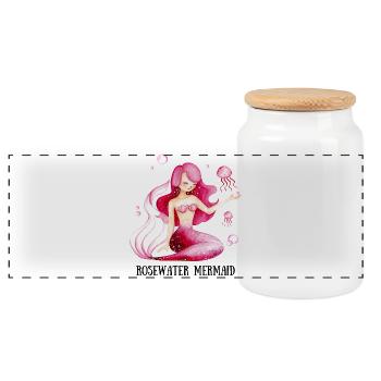Rose-Water Mermaid - Panorama Keksdose mit Holzdeckel - Weiß - Vorne