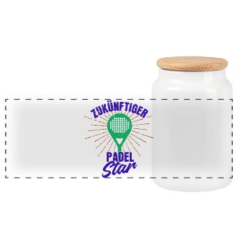 Spieler Trainer Padel Cooler Spruch Padelspiel - Panorama Keksdose mit Holzdeckel - Weiß - Vorne