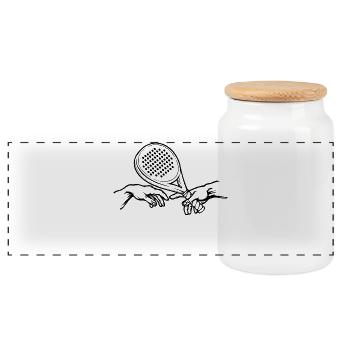 Player Tournament Padel Game Padel Training Racket - Panoramic Cookie Jar with Wooden Lid - white - Front