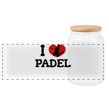 Ich Liebe Padel Spieler Herz Statement Sportart - Panorama Keksdose mit Holzdeckel - Weiß - Vorne