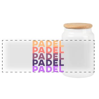 Padel Tennis Player Training Tournament Sport - Panoramic Cookie Jar with Wooden Lid - white - Front