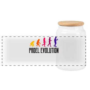 Padel Game Padel Evolution Player Sport Saying - Panoramic Cookie Jar with Wooden Lid - white - Front