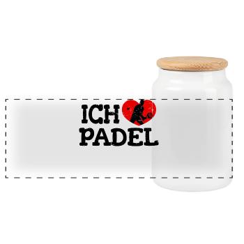 Spieler Herz Ich Liebe Padel Padelspiel Statement - Panorama Keksdose mit Holzdeckel - Weiß - Vorne