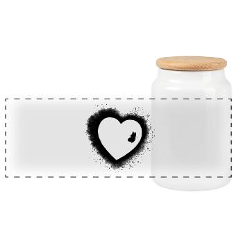 Coeur de papillon - Boîte à biscuits avec couvercle en bois - blanc - Devant