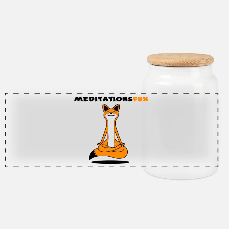 Meditationsfux - Meditationsfuchs, Dialekt - Panorama Keksdose mit Holzdeckel - Weiß
