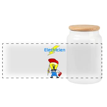 Electricien - Boîte à biscuits avec couvercle en bois - blanc - Devant