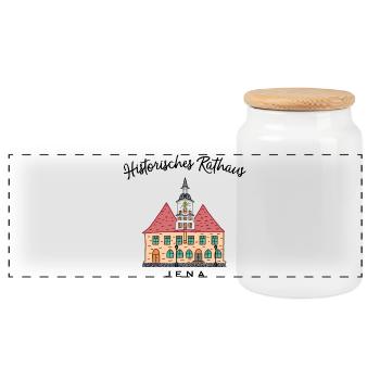 Iéna, Hôtel de Ville historique,Thuringe - Boîte à biscuits avec couvercle en bois - blanc - Devant
