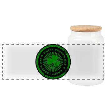 St. Patrick's Day Grüner Fußabdruck - Panorama Keksdose mit Holzdeckel - Weiß - Vorne