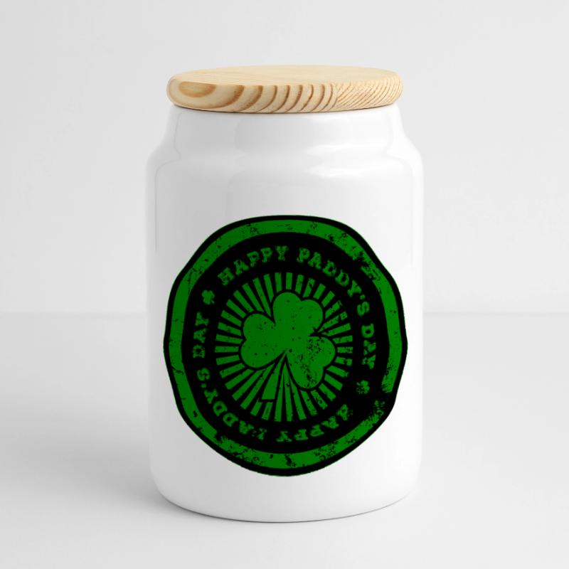 Empreinte verte de la Saint-Patrick Boîte à biscuits avec couvercle en bois