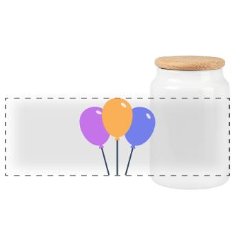 Farbige Luftballons - Panorama Keksdose mit Holzdeckel - Weiß - Vorne