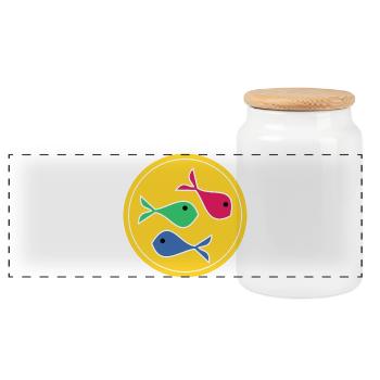 SARDINE. FISH. APRIL FOOL. EASTER. SEA - Panoramic Cookie Jar with Wooden Lid - white - Front
