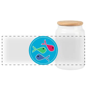 SARDINE. FISH. APRIL FOOL. EASTER. SEA - Panoramic Cookie Jar with Wooden Lid - white - Front