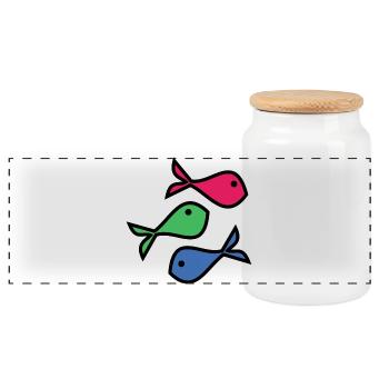 SARDINE. FISH. APRIL FOOL. EASTER. SEA - Panoramic Cookie Jar with Wooden Lid - white - Front