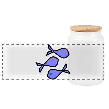 SARDINE. FISH. APRIL FOOL. EASTER. SEA - Panoramic Cookie Jar with Wooden Lid - white - Front