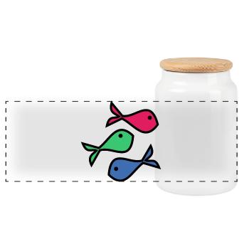SARDINE. FISH. APRIL FOOL. EASTER. SEA - Panoramic Cookie Jar with Wooden Lid - white - Front