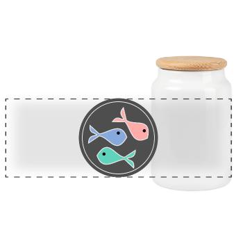 SARDINE. FISH. APRIL FOOL. EASTER. SEA - Panoramic Cookie Jar with Wooden Lid - white - Front