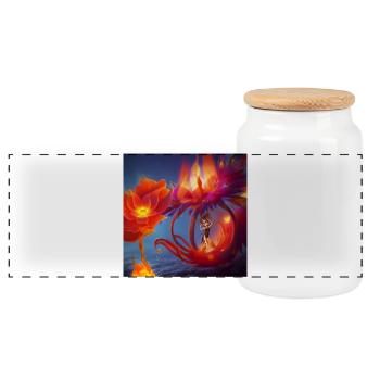 La fleur de feu toujours fleurissante de fée. - Boîte à biscuits avec couvercle en bois - blanc - Devant
