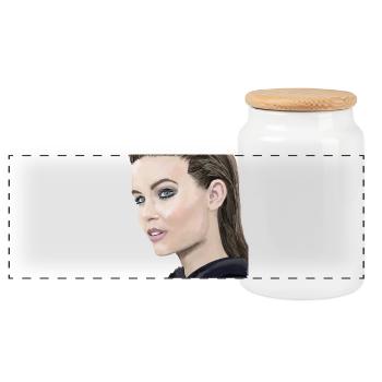 Portrait d’une ravissante femme - aquarelle - Boîte à biscuits avec couvercle en bois - blanc - Devant