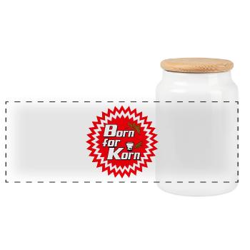 Korn , Party , Weizenkorn ,Born for Korn (25) - Panorama Keksdose mit Holzdeckel - Weiß - Vorne