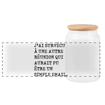 J'ai survécu à une autre réunion - Boîte à biscuits avec couvercle en bois - blanc - Devant