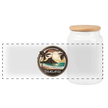 Thailand - Panorama Keksdose mit Holzdeckel - Weiß - Vorne