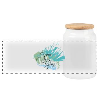 Your skater style for the halfpipe - Panoramic Cookie Jar with Wooden Lid - white - Front