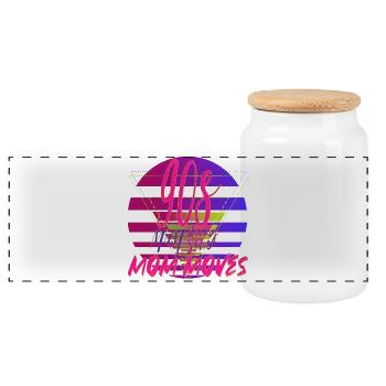 90s Mom Moves Retro Neon Design - Panorama Keksdose mit Holzdeckel - Weiß - Vorne